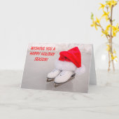Santa Hat op Schaatsen Kaart (Gele Bloem)