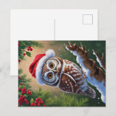 Santa Hat Owl Briefkaart (Voorkant / Achterkant)