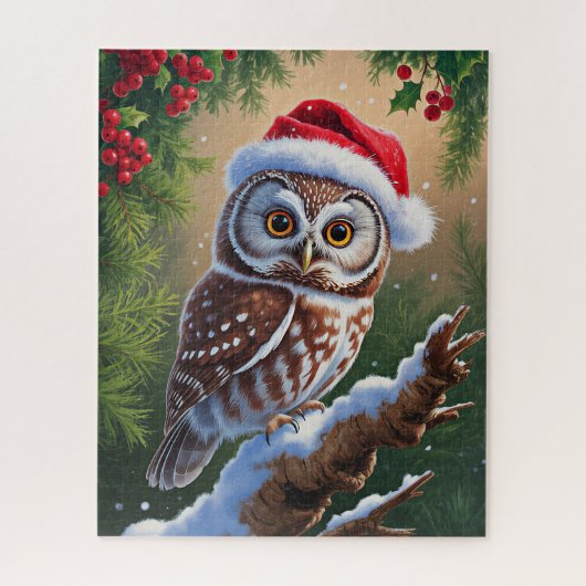 Santa Hat Owl Puzzel (Verticaal)