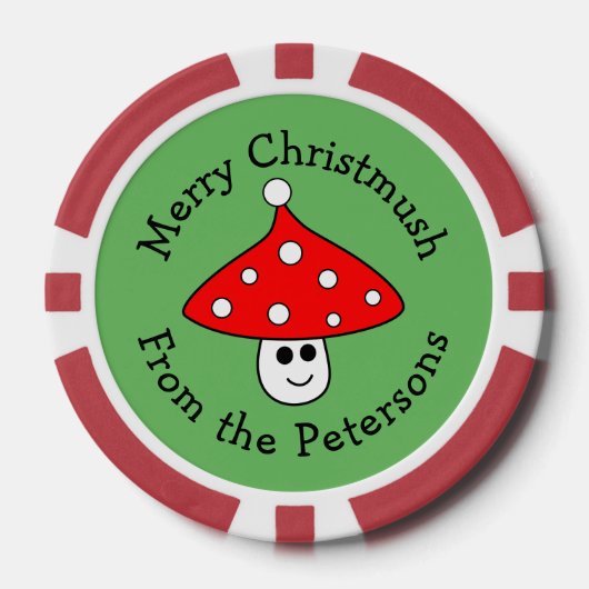 Santa Hat Paddestoel Kerstmis Poker Chips (Voorkant)