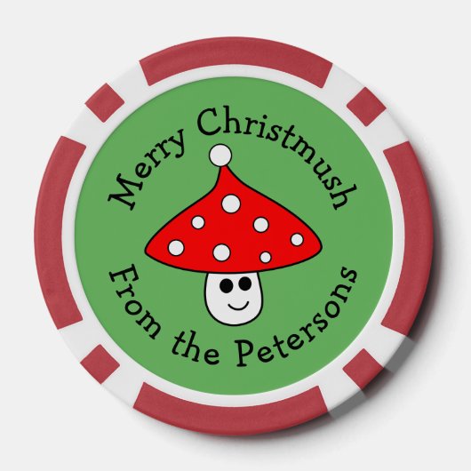 Santa Hat Paddestoel Kerstmis Poker Chips (Achterkant)