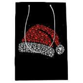 Santa Hat Paw Print Kerst Hondenliefhebber Honden  Medium Cadeauzakje (Voorkant)