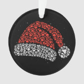 Santa Hat Paw Print Kerst Hondenliefhebber Honden  Ornament (voorkant)