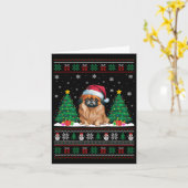 Santa Hat Pekingese Hond Kerstboom Lights Ugly Kaart (Gele Bloem)