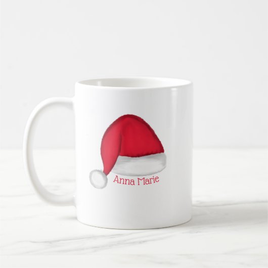 Santa Hat Personalized Holiday Mok (Links)