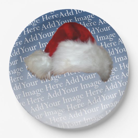 Santa Hat Photo Template Kerstmis Afbeelding Holid Papieren Bordje (Voorkant)
