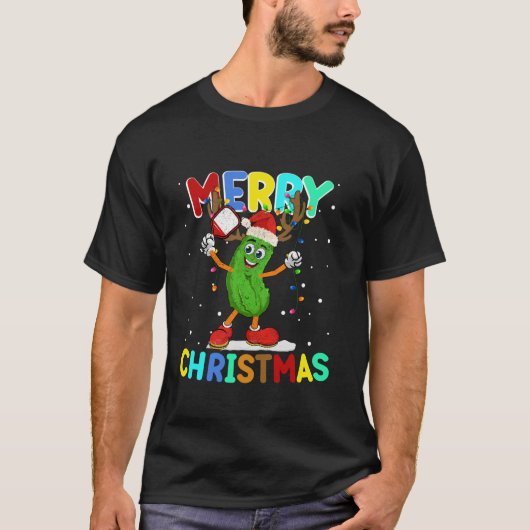 Santa Hat Pickles Cadeaus voor Xmas Funny Pickleba T-shirt (Voorkant)