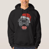 Santa Hat Pitbull Pit Hondenliefhebber kerstfeestm Hoodie (Voorkant)
