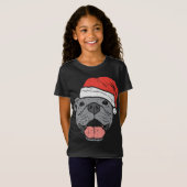 Santa Hat Pitbull Pit Hondenliefhebber kerstfeestm T-shirt (Voorkant volledig)
