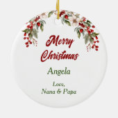 Santa Hat Polar Beer Holly Berries Kerst Keramisch Ornament (Achterkant)