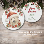 Santa Hat Polar Beer Holly Berries Kerst Keramisch Ornament