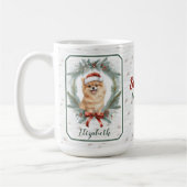 Santa Hat Pomeranian Watercolor Holiday Design Koffiemok (Links)