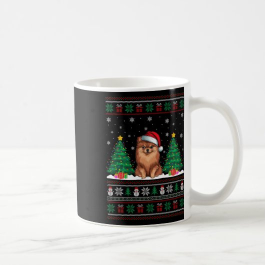 Santa Hat Pommeranian Dog Christmas Tree Lights Ug Koffiemok (Rechts)
