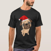 Santa Hat Pug Dog Kerstmis Shirt voor mannen (Voorkant)