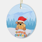 Santa Hat Puppy Snow kerstkeramisch Ornament (Links)