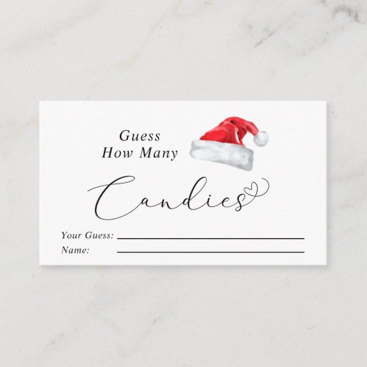 Santa Hat Raad eens hoeveel Snoepjes er Baby showe Informatiekaartje (Voorkant)