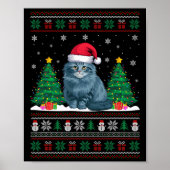 Santa Hat Ragdoll Cat Christmas Tree Lights Ugly S Poster (Voorkant)
