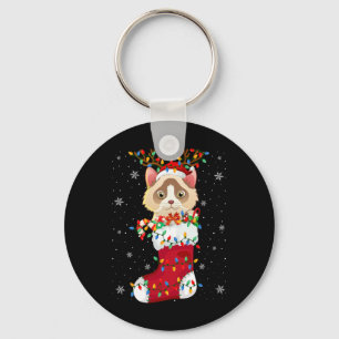 Santa Hat Ragdoll Kattendier In Sokken Xmas Tree L Sleutelhanger