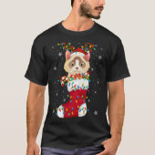 Santa Hat Ragdoll Kattendier In Sokken Xmas Tree L T-shirt (Voorkant)