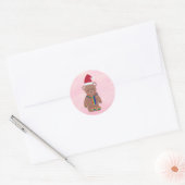 Santa Hat Rainbow Teddy Bear Holiday Kerstmis Ronde Sticker (Envelop)