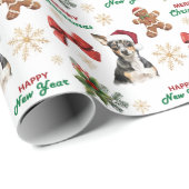 Santa Hat Rat Terrier Dog Christmas Cadeaupapier (Rol Hoek)