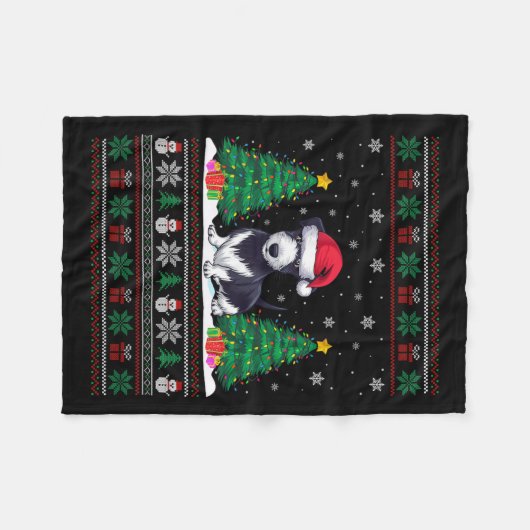 Santa Hat Rat Terrier Hond Kerstboom Lights Ug Fleece Deken (Voorkant (Horizontaal))