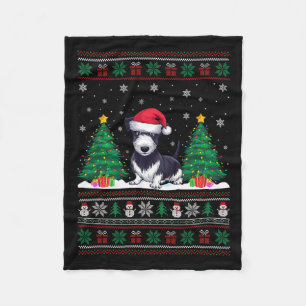 Santa Hat Rat Terrier Hond Kerstboom Lights Ug Fleece Deken