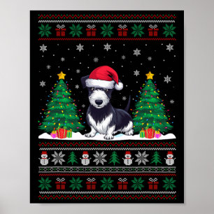Santa Hat Rat Terrier Hond Kerstboom Lights Ug Poster