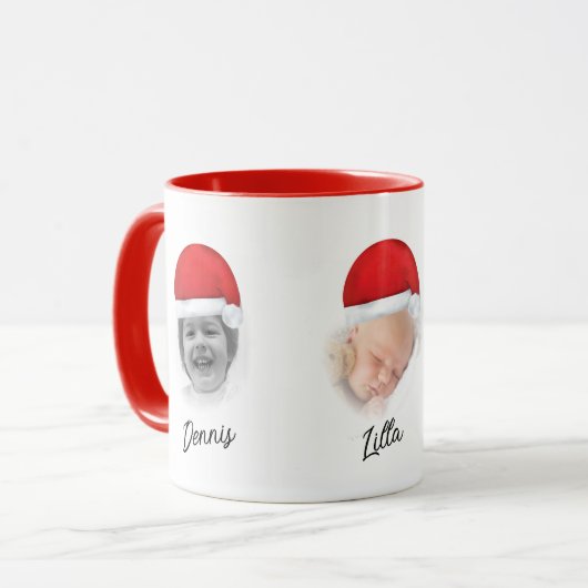 Santa Hat Red Christmas Grandkid Face Mok (Voorkant links)