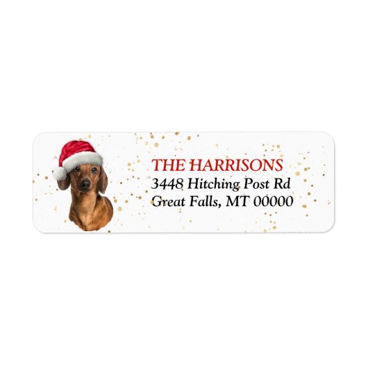 Santa Hat Red Dachshund Return-adres Etiket (Voorkant)