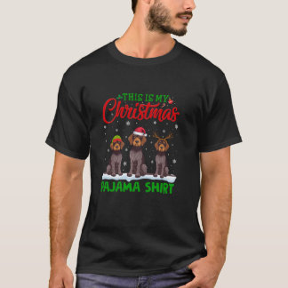 Santa Hat Rendier Duitse Wirehaired Pointer Dog X T-shirt