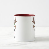 Santa Hat Rendier Schattige Meisje Kerstmis Maroon Mok (Midden)