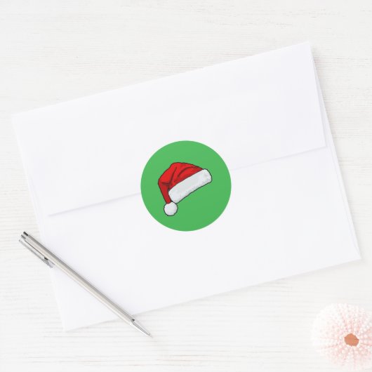 Santa Hat Ronde Sticker (Envelop)