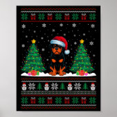 Santa Hat Rottweiler Hond Kerstboom Lights Ugl Poster (Voorkant)