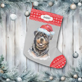 Santa Hat Rottweiler Snowflake Border Grote Kerstsok