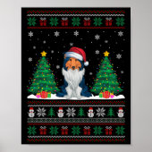 Santa Hat Rough Collie Dog Xmas Tree Lights Ugly S Poster (Voorkant)