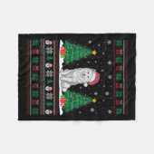 Santa Hat Samoyed Dog Kerstboom Lights Ugly S Fleece Deken (Voorkant (Horizontaal))
