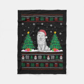 Santa Hat Samoyed Dog Kerstboom Lights Ugly S Fleece Deken (Voorkant)