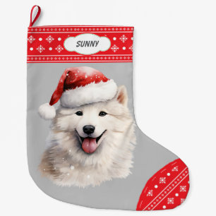Santa Hat Samoyed Hond Sneeuwvlok Border Grote Kerstsok