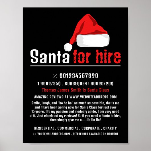 Santa Hat, Santa Claus Entertainer Adverteren Poster (Voorkant)