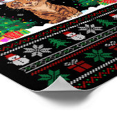 Santa Hat Savannah Cat Kerstboom Lights Ugly Poster (Hoek)