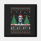 Santa Hat Schnauzer Dog Kerstboom Lights Ugly Magneet (Voorkant)
