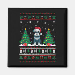 Santa Hat Schnauzer Dog Kerstboom Lights Ugly Magneet