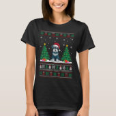 Santa Hat Schnauzer Dog Kerstboom Lights Ugly T-shirt (Voorkant)