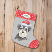 Santa Hat Schnauzer Snowflake Border Grote Kerstsok