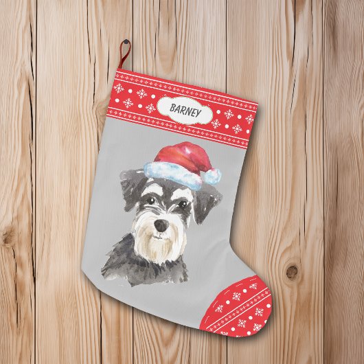 Santa Hat Schnauzer Snowflake Border Grote Kerstsok