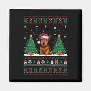 Santa Hat Schotse Terriër Hond Xmas Tree Lights Ug Magneet