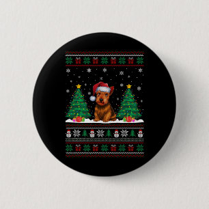 Santa Hat Schotse Terriër Hond Xmas Tree Lights Ug Ronde Button 5,7 Cm