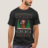 Santa Hat Schotse Terriër Hond Xmas Tree Lights Ug T-shirt (Voorkant)
