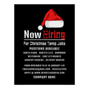 Santa Hat, Seizoensgebonden Recruitment Adverteren Perfect Poster